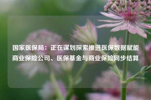 国家医保局：正在谋划探索推进医保数据赋能商业保险公司、医保基金与商业保险同步结算-第1张图片-彩票联盟