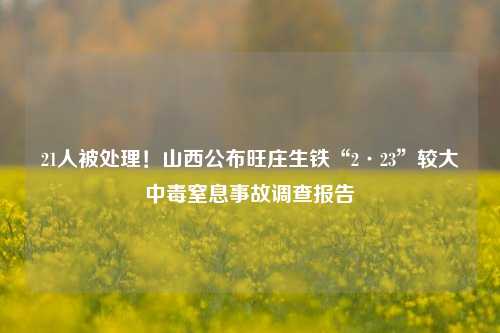 21人被处理！山西公布旺庄生铁“2·23”较大中毒窒息事故调查报告-第1张图片-彩票联盟