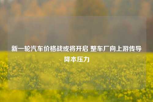 新一轮汽车价格战或将开启 整车厂向上游传导降本压力-第1张图片-彩票联盟