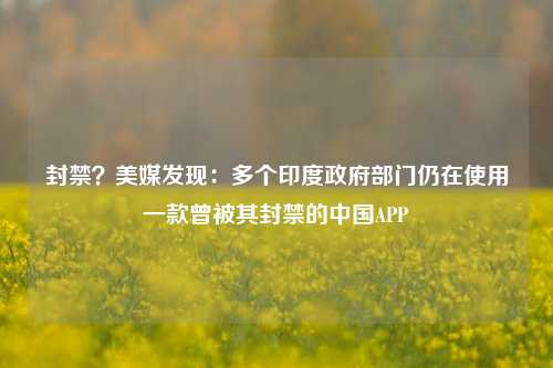 封禁？美媒发现：多个印度政府部门仍在使用一款曾被其封禁的中国APP-第1张图片-彩票联盟