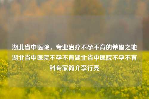 湖北省中医院，专业治疗不孕不育的希望之地湖北省中医院不孕不育湖北省中医院不孕不育科专家简介李行亮-第1张图片-济南青华不孕不育医院